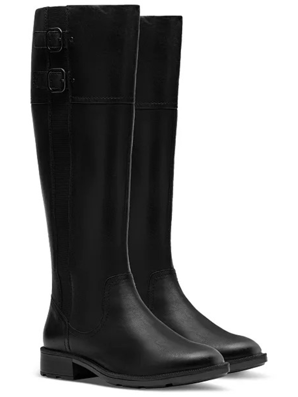 Clarks Black Over-the-Knee Riding Boots with Buckle Detail 11 W